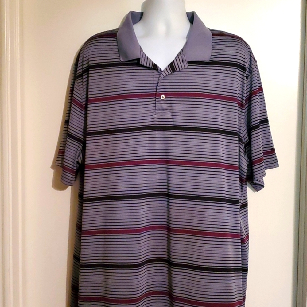 Reebok Golf Men's Striped Buttondown Polyester Shirt 3XL